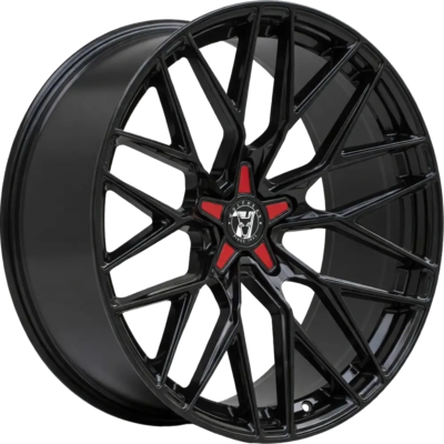 Wolfrace 71 Wolfsburg GTR Gloss Raven Black Red Alloy Wheels