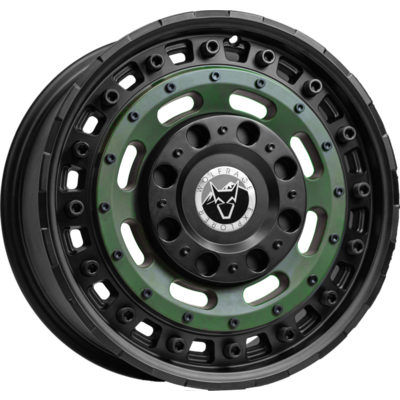 Wolfrace Explorer Slotmag Matt Black Matt Green Alloy Wheels